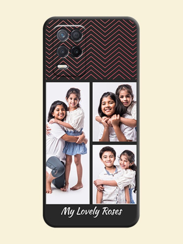 Wave Pattern with 3 Image Holder on Space Black Custom Soft Matte Back Cover - Realme 8 5G