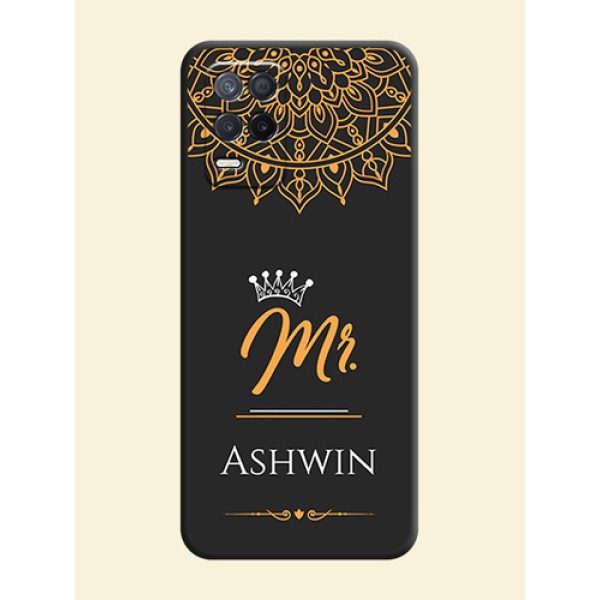 Mr Name with Floral Design on Personalised Space Black Soft Matte Cases - Realme 8 5G Mr Name with Floral Design on Personalised Space Black Soft Matte Cases - Realme 8 5G