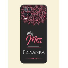 Mrs Name with Floral Design on Space Black Personalized Soft Matte Phone Covers - Realme 8 5G