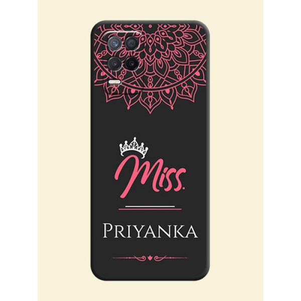 Mrs Name with Floral Design on Space Black Personalized Soft Matte Phone Covers - Realme 8 5G Mrs Name with Floral Design on Space Black Personalized Soft Matte Phone Covers - Realme 8 5G