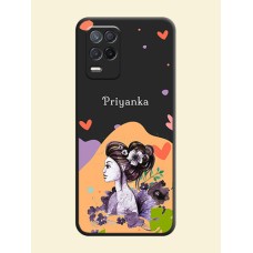 Namecase For Her With Fancy Lady Image On Space Black Personalized Soft Matte Phone Covers -Realme 8 5G