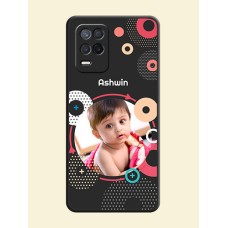 Multicoloured Round Image on Personalised Space Black Soft Matte Cases - Realme 8s 5G