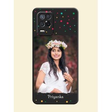 Multicolor Dotted Pattern with Text on Space Black Custom Soft Matte Phone Back Cover - Realme 8s 5G