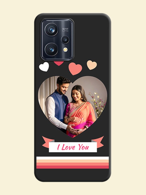 Love Shaped Photo with Colorful Stripes on Personalised Space Black Soft Matte Cases - Realme 9 4G