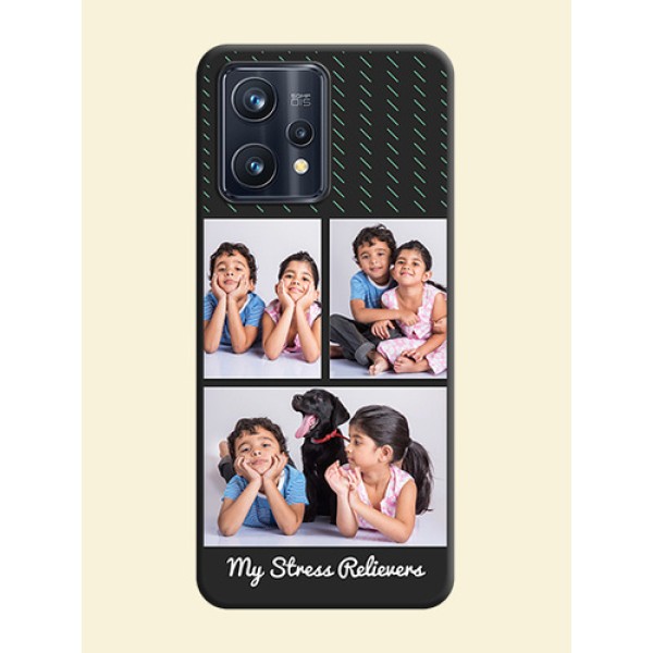 Cross Dotted Pattern with 2 Image Holder on Personalised Space Black Soft Matte Cases - Realme 9 4G Cross Dotted Pattern with 2 Image Holder on Personalised Space Black Soft Matte Cases - Realme 9 4G