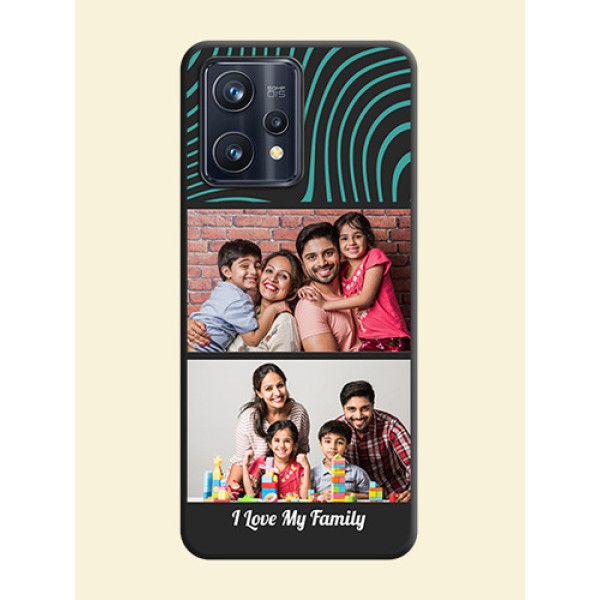 Wave Pattern with 2 Image Holder on Space Black Personalized Soft Matte Phone Covers - Realme 9 4G Wave Pattern with 2 Image Holder on Space Black Personalized Soft Matte Phone Covers - Realme 9 4G