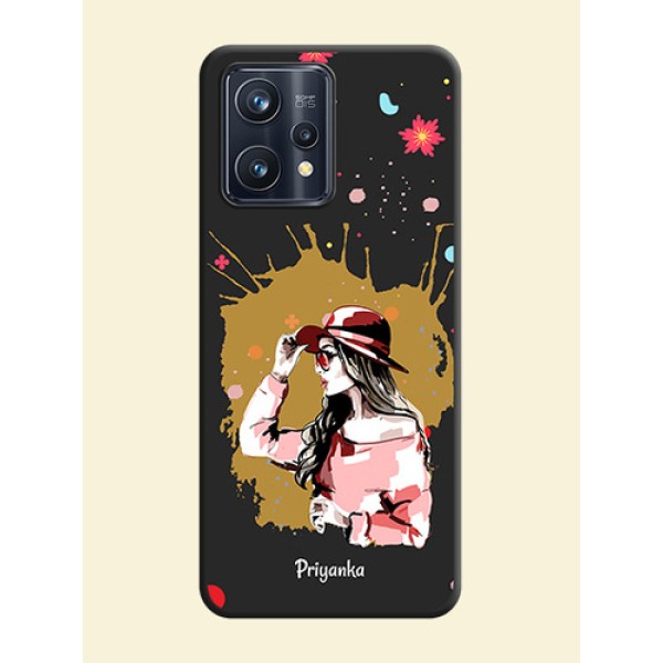 Mordern Lady With Color Splash Background With Custom Text On Space Black Personalized Soft Matte Phone Covers -Realme 9 4G