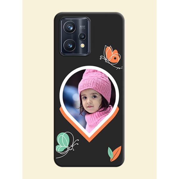 Upload Pic With Simple Butterly Design On Space Black Personalized Soft Matte Phone Covers -Realme 9 4G Upload Pic With Simple Butterly Design On Space Black Personalized Soft Matte Phone Covers -Realme 9 4G