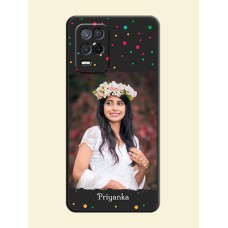 Multicolor Dotted Pattern with Text on Space Black Custom Soft Matte Phone Back Cover - Realme 9 5G