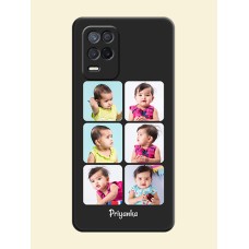 Floral Art with 6 Image Holder on Photo on Space Black Soft Matte Mobile Case - Realme 9 5G