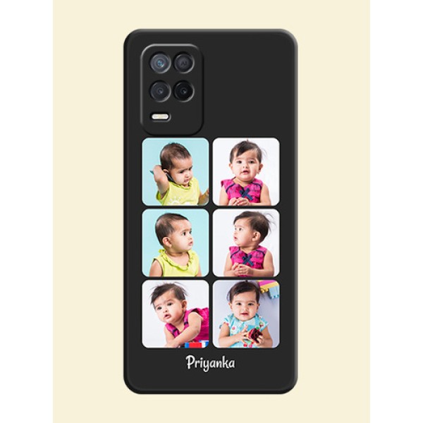 Floral Art with 6 Image Holder on Photo on Space Black Soft Matte Mobile Case - Realme 9 5G