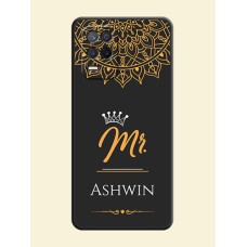 Mr Name with Floral Design on Personalised Space Black Soft Matte Cases - Realme 9 5G