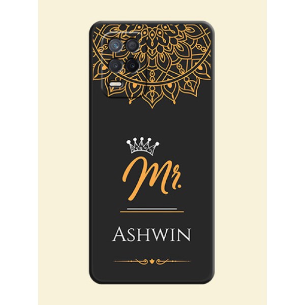 Mr Name with Floral Design on Personalised Space Black Soft Matte Cases - Realme 9 5G Mr Name with Floral Design on Personalised Space Black Soft Matte Cases - Realme 9 5G