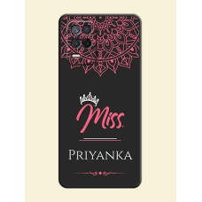 Mrs Name with Floral Design on Space Black Personalized Soft Matte Phone Covers - Realme 9 5G