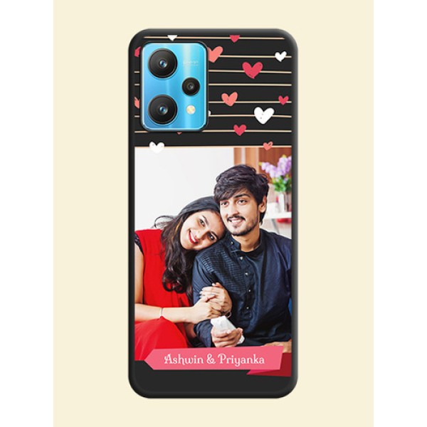 Love Pattern with Name on Pink Ribbon  on Photo on Space Black Soft Matte Back Cover - Realme 9 Pro 5G