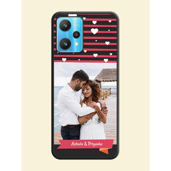 White Color Love Symbols with Pink Lines Pattern on Space Black Custom Soft Matte Phone Cases - Realme 9 Pro 5G White Color Love Symbols with Pink Lines Pattern on Space Black Custom Soft Matte Phone Cases - Realme 9 Pro 5G