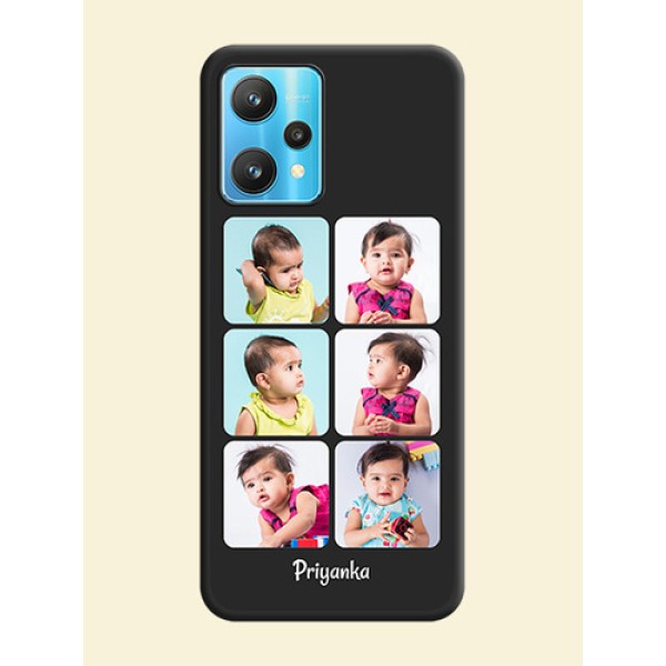 Floral Art with 6 Image Holder on Photo on Space Black Soft Matte Mobile Case - Realme 9 Pro 5G