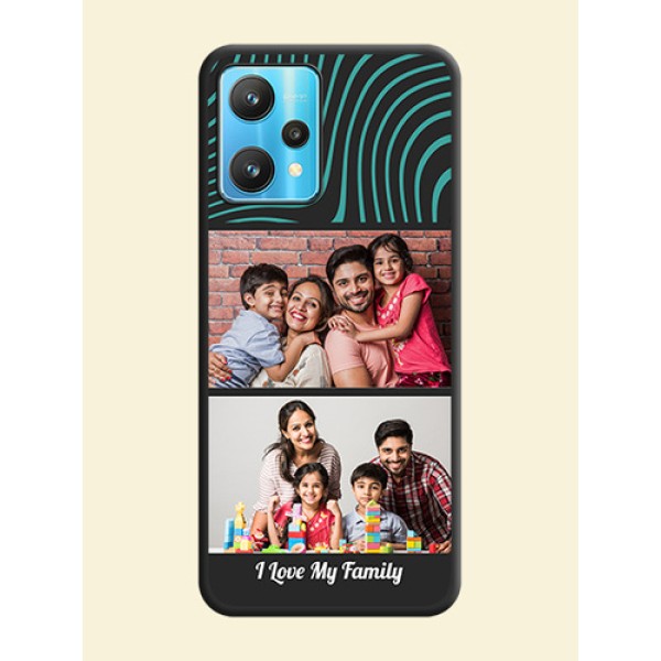 Wave Pattern with 2 Image Holder on Space Black Personalized Soft Matte Phone Covers - Realme 9 Pro 5G Wave Pattern with 2 Image Holder on Space Black Personalized Soft Matte Phone Covers - Realme 9 Pro 5G