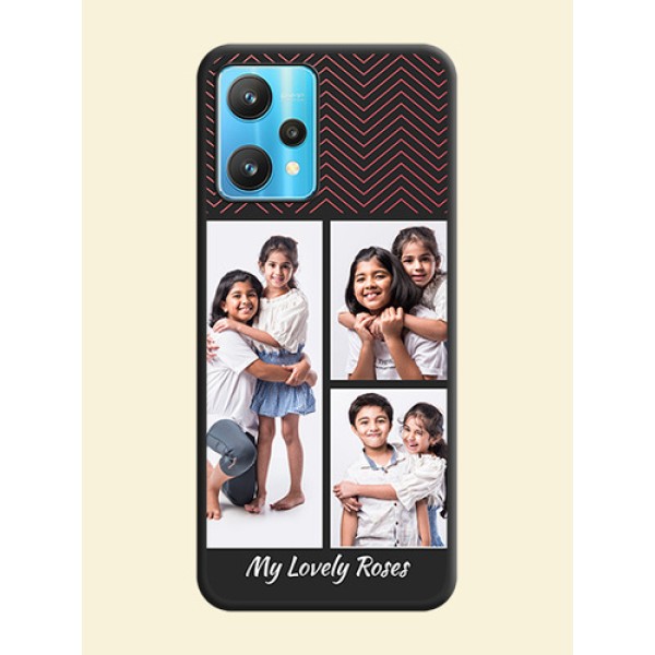 Wave Pattern with 3 Image Holder on Space Black Custom Soft Matte Back Cover - Realme 9 Pro 5G Wave Pattern with 3 Image Holder on Space Black Custom Soft Matte Back Cover - Realme 9 Pro 5G