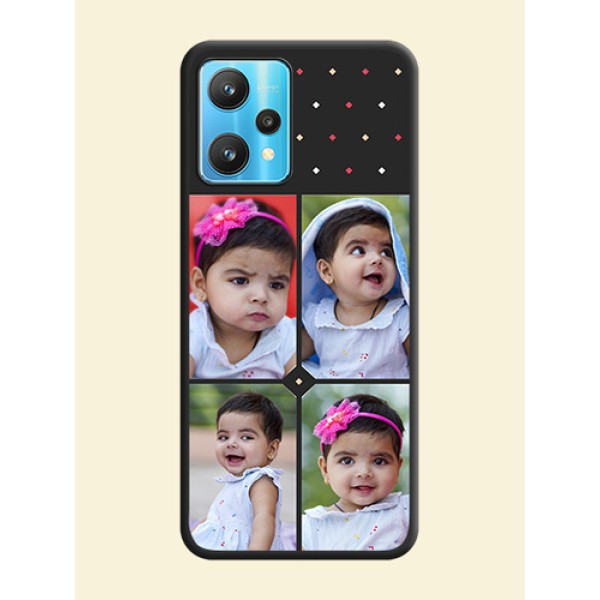 Multicolor Dotted Pattern with 4 Image Holder on Space Black Custom Soft Matte Phone Cases - Realme 9 Pro 5G Multicolor Dotted Pattern with 4 Image Holder on Space Black Custom Soft Matte Phone Cases - Realme 9 Pro 5G