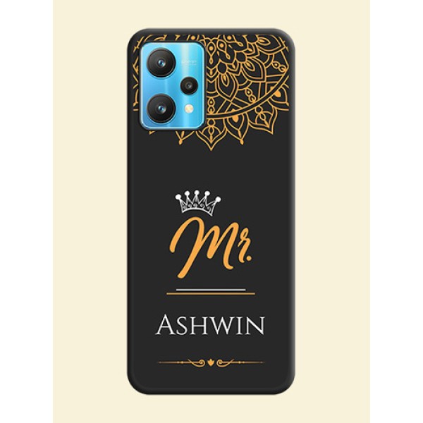 Mr Name with Floral Design on Personalised Space Black Soft Matte Cases - Realme 9 Pro 5G Mr Name with Floral Design on Personalised Space Black Soft Matte Cases - Realme 9 Pro 5G