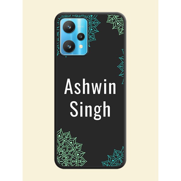 Your Name with Floral Design on Space Black Custom Soft Matte Back Cover - Realme 9 Pro 5G Your Name with Floral Design on Space Black Custom Soft Matte Back Cover - Realme 9 Pro 5G