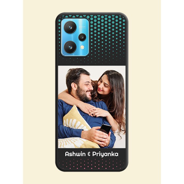 Faded Dots with Grunge Photo Frame and Text on Space Black Custom Soft Matte Phone Cases - Realme 9 Pro 5G Faded Dots with Grunge Photo Frame and Text on Space Black Custom Soft Matte Phone Cases - Realme 9 Pro 5G