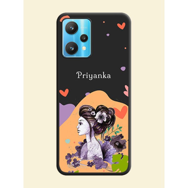 Namecase For Her With Fancy Lady Image On Space Black Personalized Soft Matte Phone Covers -Realme 9 Pro 5G