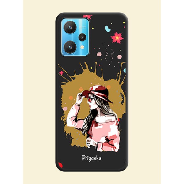 Mordern Lady With Color Splash Background With Custom Text On Space Black Personalized Soft Matte Phone Covers -Realme 9 Pro 5G