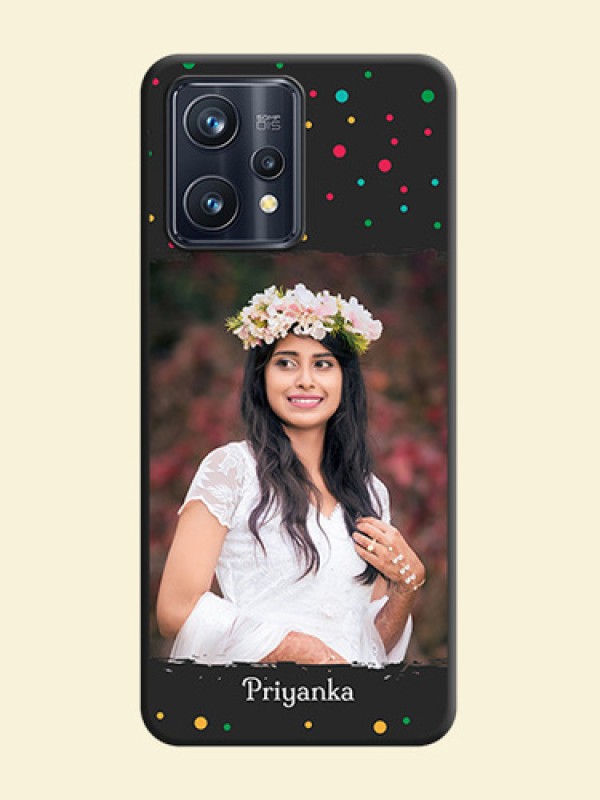 Multicolor Dotted Pattern with Text on Space Black Custom Soft Matte Phone Back Cover - Realme 9 Pro Plus 5G