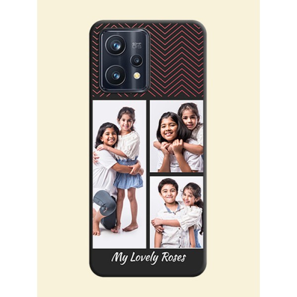 Wave Pattern with 3 Image Holder on Space Black Custom Soft Matte Back Cover - Realme 9 Pro Plus 5G Wave Pattern with 3 Image Holder on Space Black Custom Soft Matte Back Cover - Realme 9 Pro Plus 5G