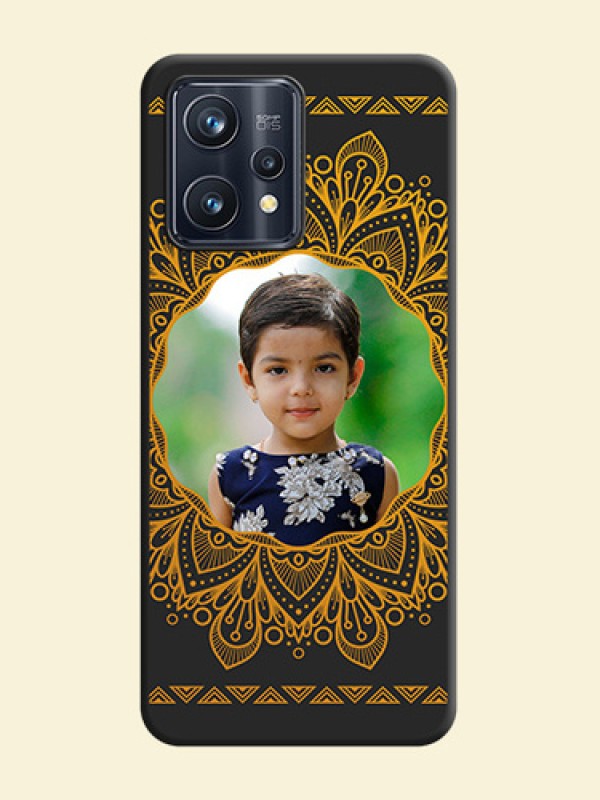 Round Image with Floral Design on Photo on Space Black Soft Matte Mobile Cover - Realme 9 Pro Plus 5G