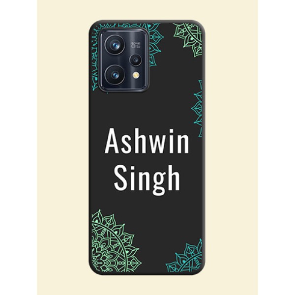 Your Name with Floral Design on Space Black Custom Soft Matte Back Cover - Realme 9 Pro Plus 5G Your Name with Floral Design on Space Black Custom Soft Matte Back Cover - Realme 9 Pro Plus 5G