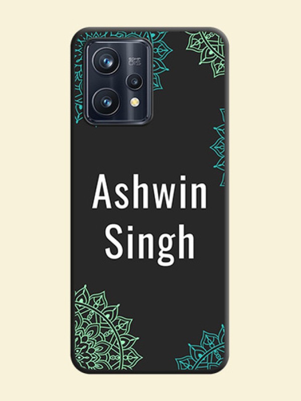 Your Name with Floral Design on Space Black Custom Soft Matte Back Cover - Realme 9 Pro Plus 5G
