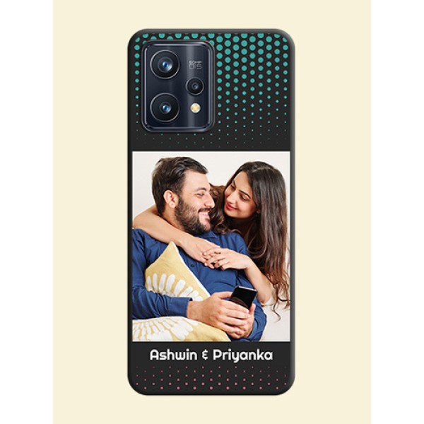 Faded Dots with Grunge Photo Frame and Text on Space Black Custom Soft Matte Phone Cases - Realme 9 Pro Plus 5G Faded Dots with Grunge Photo Frame and Text on Space Black Custom Soft Matte Phone Cases - Realme 9 Pro Plus 5G