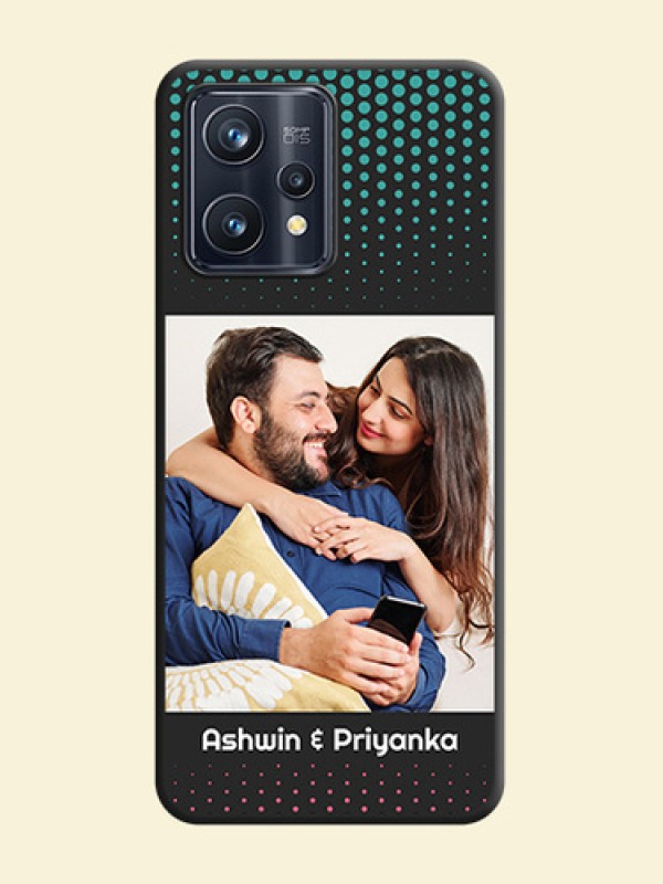 Faded Dots with Grunge Photo Frame and Text on Space Black Custom Soft Matte Phone Cases - Realme 9 Pro Plus 5G