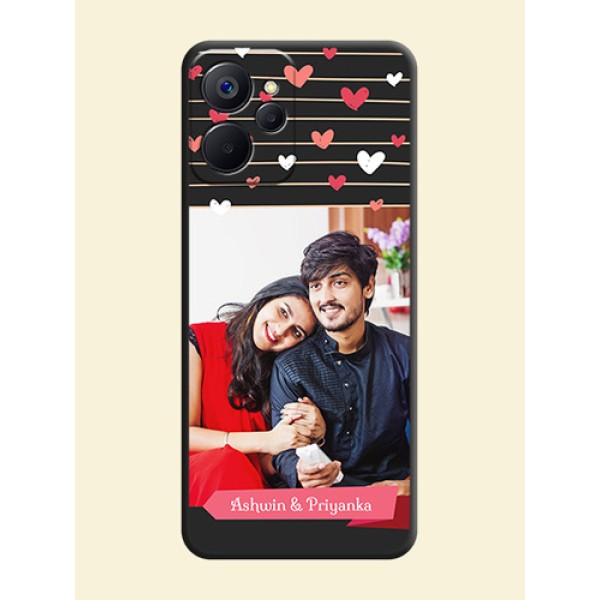 Love Pattern with Name on Pink Ribbon  on Photo on Space Black Soft Matte Back Cover - Realme 9i 5G