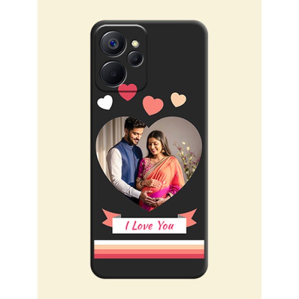 Love Shaped Photo with Colorful Stripes on Personalised Space Black Soft Matte Cases - Realme 9i 5G Love Shaped Photo with Colorful Stripes on Personalised Space Black Soft Matte Cases - Realme 9i 5G