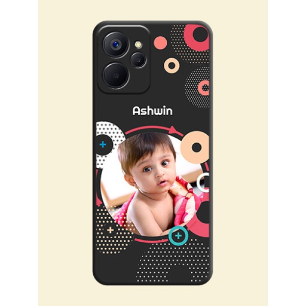 Multicoloured Round Image on Personalised Space Black Soft Matte Cases - Realme 9i 5G Multicoloured Round Image on Personalised Space Black Soft Matte Cases - Realme 9i 5G