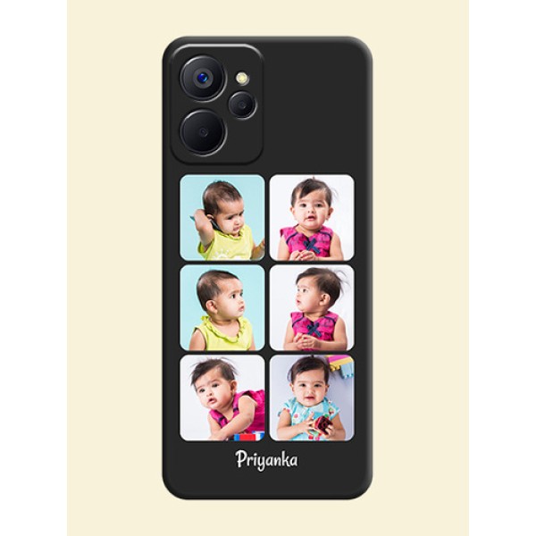 Floral Art with 6 Image Holder on Photo on Space Black Soft Matte Mobile Case - Realme 9i 5G