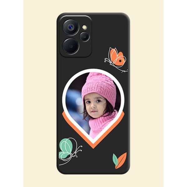 Upload Pic With Simple Butterly Design On Space Black Personalized Soft Matte Phone Covers -Realme 9I 5G Upload Pic With Simple Butterly Design On Space Black Personalized Soft Matte Phone Covers -Realme 9I 5G