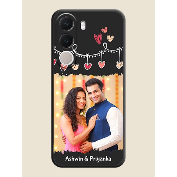 Pink Love Hangings with Name On Space Black Custom Soft Matte Mobile Back Cover - Realme C100x Pink Love Hangings with Name On Space Black Custom Soft Matte Mobile Back Cover - Realme C100x