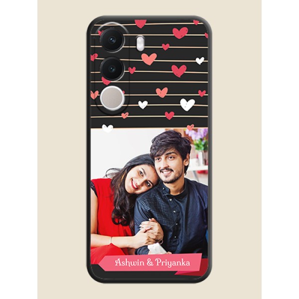 Love Pattern with Name on Pink Ribbon on Photo On Space Black Custom Soft Matte Mobile Back Cover - Realme C100x Love Pattern with Name on Pink Ribbon on Photo On Space Black Custom Soft Matte Mobile Back Cover - Realme C100x