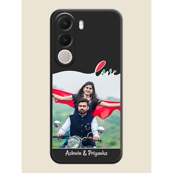 Fall in Love Pattern with Picture on Photo On Space Black Custom Soft Matte Mobile Back Cover - Realme C100x Fall in Love Pattern with Picture on Photo On Space Black Custom Soft Matte Mobile Back Cover - Realme C100x