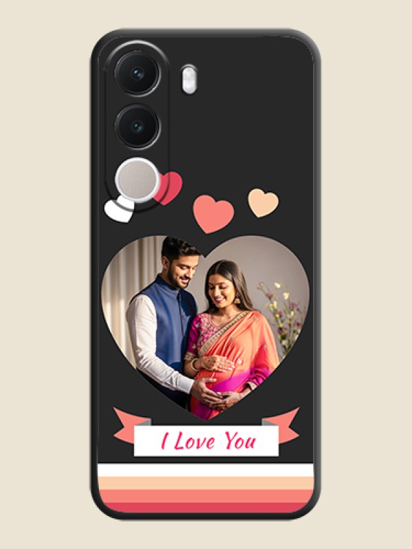 Love Shaped Photo with Colorful Stripes On Space Black Custom Soft Matte Mobile Back Cover - Realme C100x