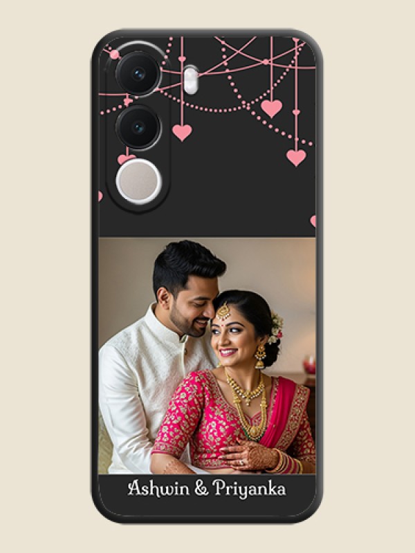 Pink Love Hangings with Text On Space Black Custom Soft Matte Mobile Back Cover - Realme C100x