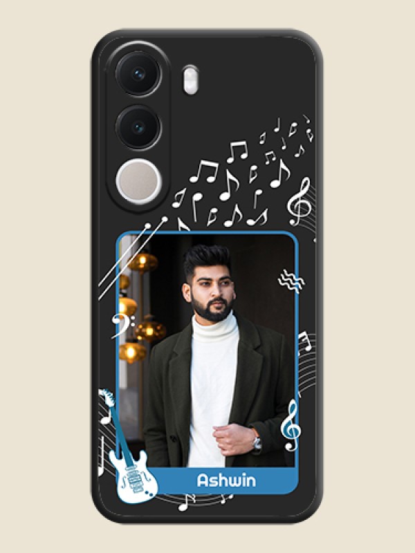 Musical Theme Design with Text on Photo On Space Black Custom Soft Matte Mobile Back Cover - Realme C100x