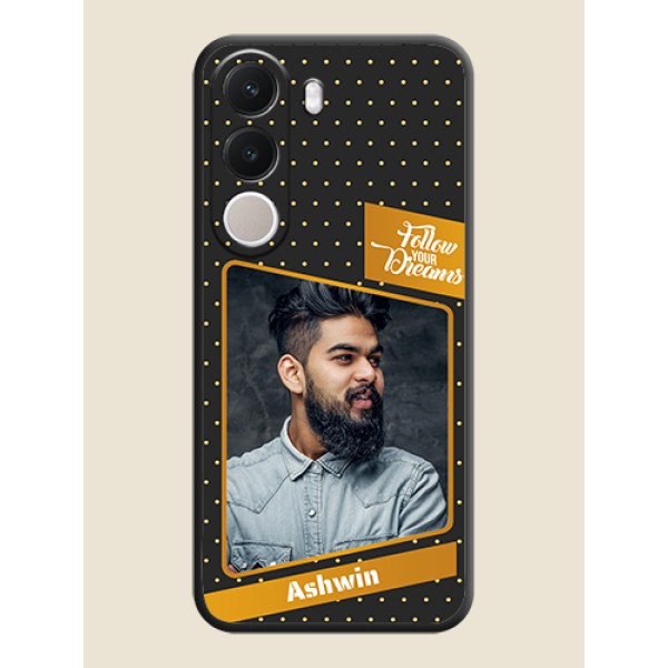 Follow Your Dreams with White Dots On Space Black Custom Soft Matte Mobile Back Cover - Realme C100x Follow Your Dreams with White Dots On Space Black Custom Soft Matte Mobile Back Cover - Realme C100x