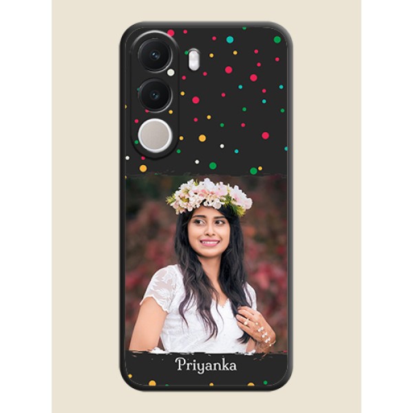 Multicolor Dotted Pattern with Text On Space Black Custom Soft Matte Mobile Back Cover - Realme C100x