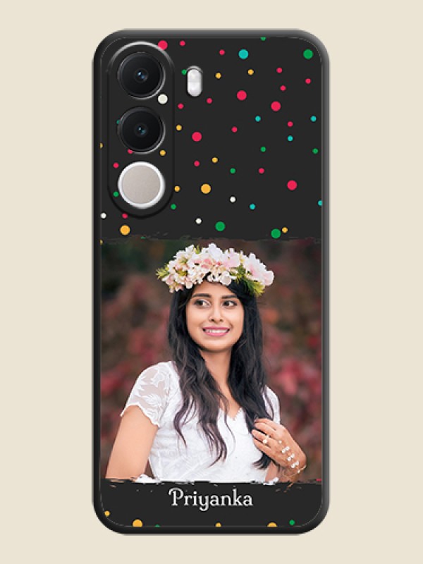 Multicolor Dotted Pattern with Text On Space Black Custom Soft Matte Mobile Back Cover - Realme C100x